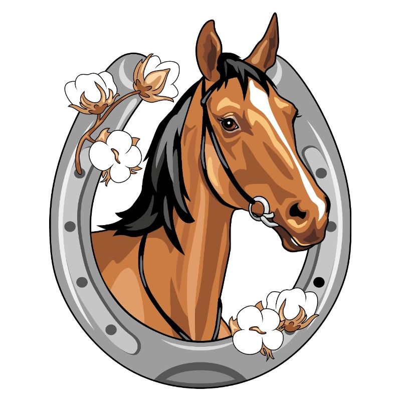 Tête de cheval dans un cadre en forme de fer à cheval