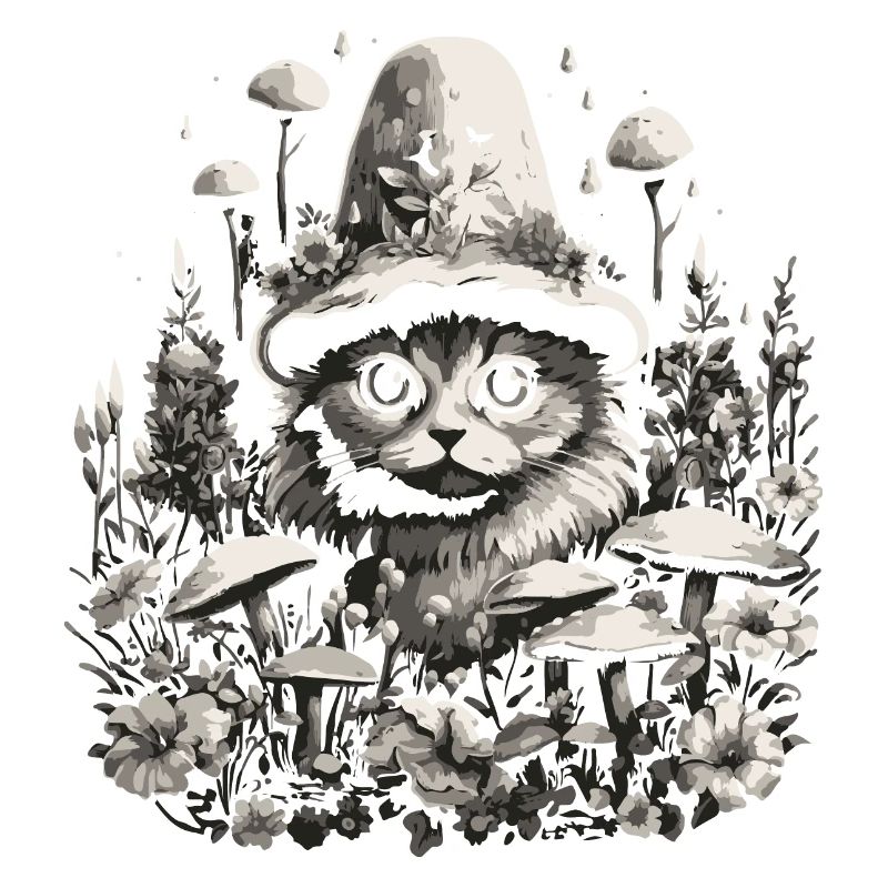 Champignons cottagecore pour chat