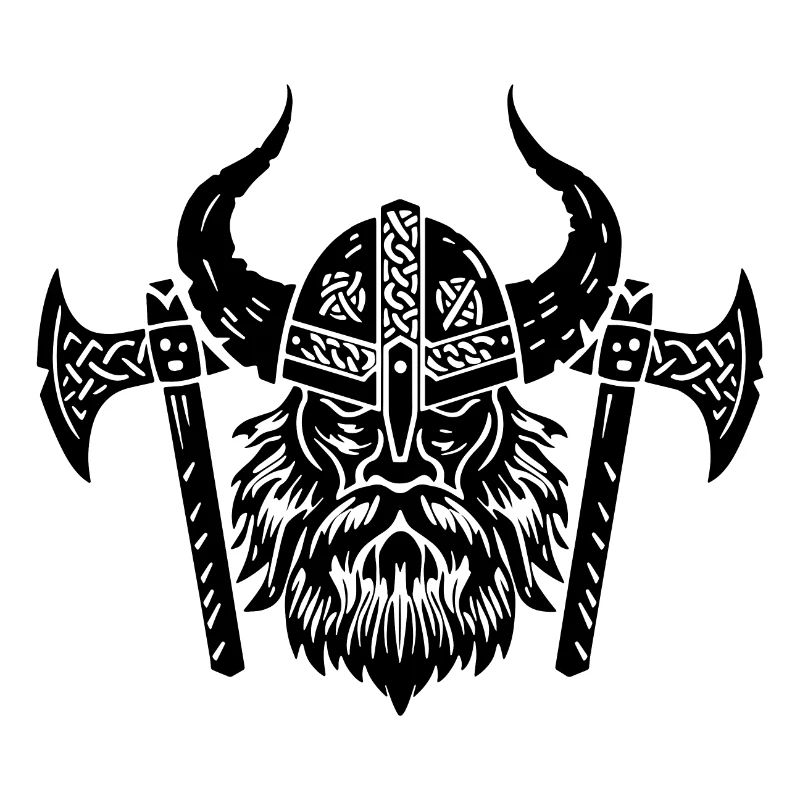 Wikinger Axt und Kopf mit Helm