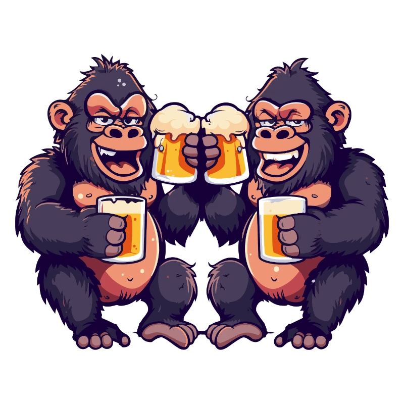 Gorilla Comic Bier Lustig Saufen