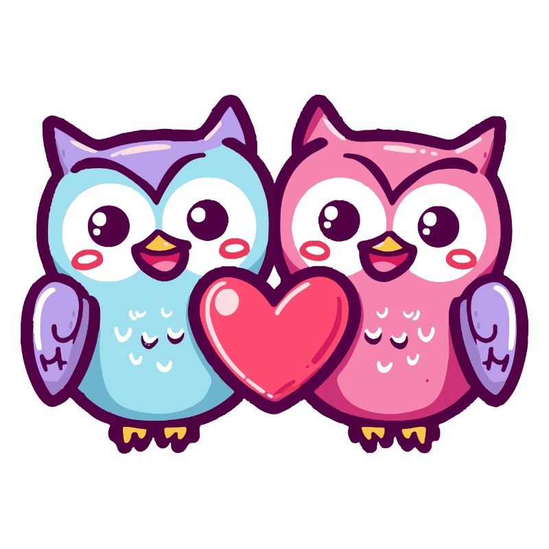 Eule Comic Paar Liebe