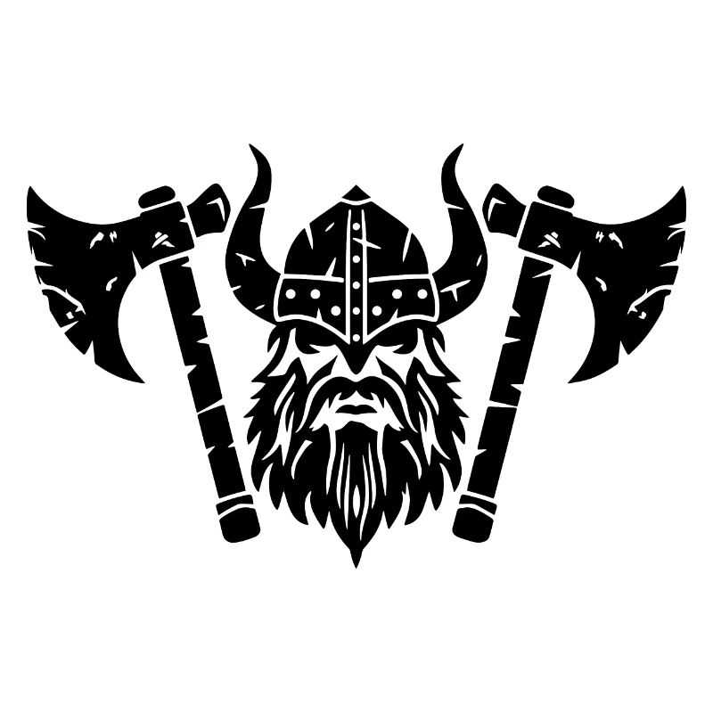 Wikinger Kopf mit Helm und Axt