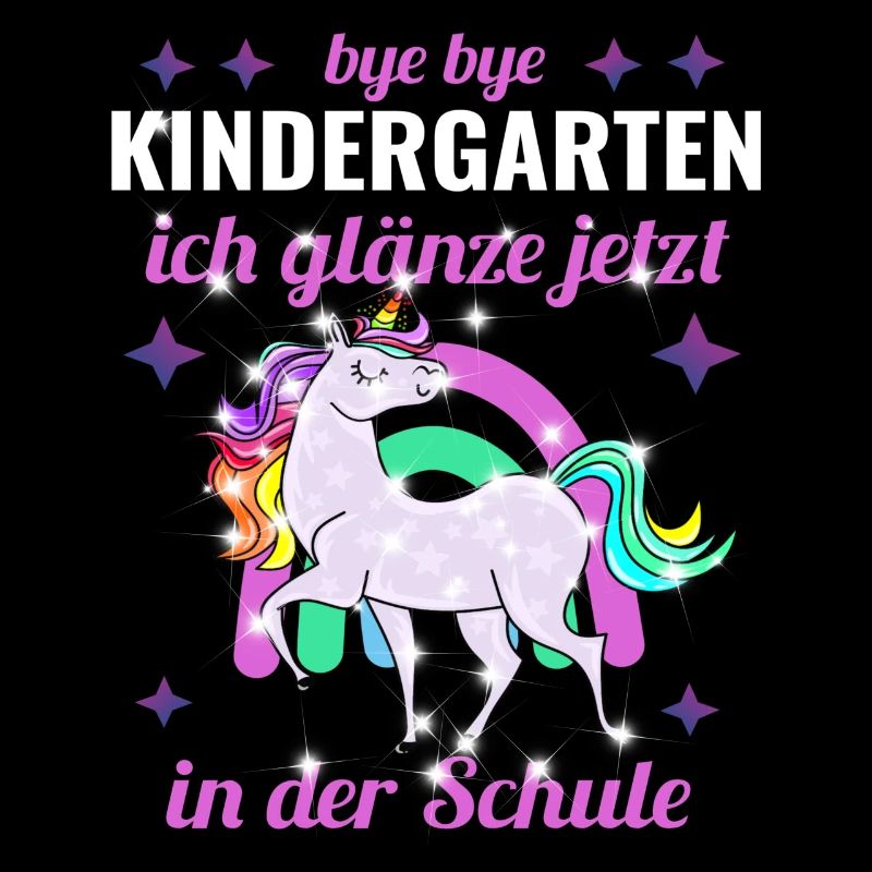 Bye Bye Kindergarten Glitzer Einhorn Einschulung