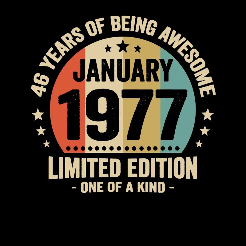 46 Ans Janvier 1977 Anniversaire Cadeau Vintage