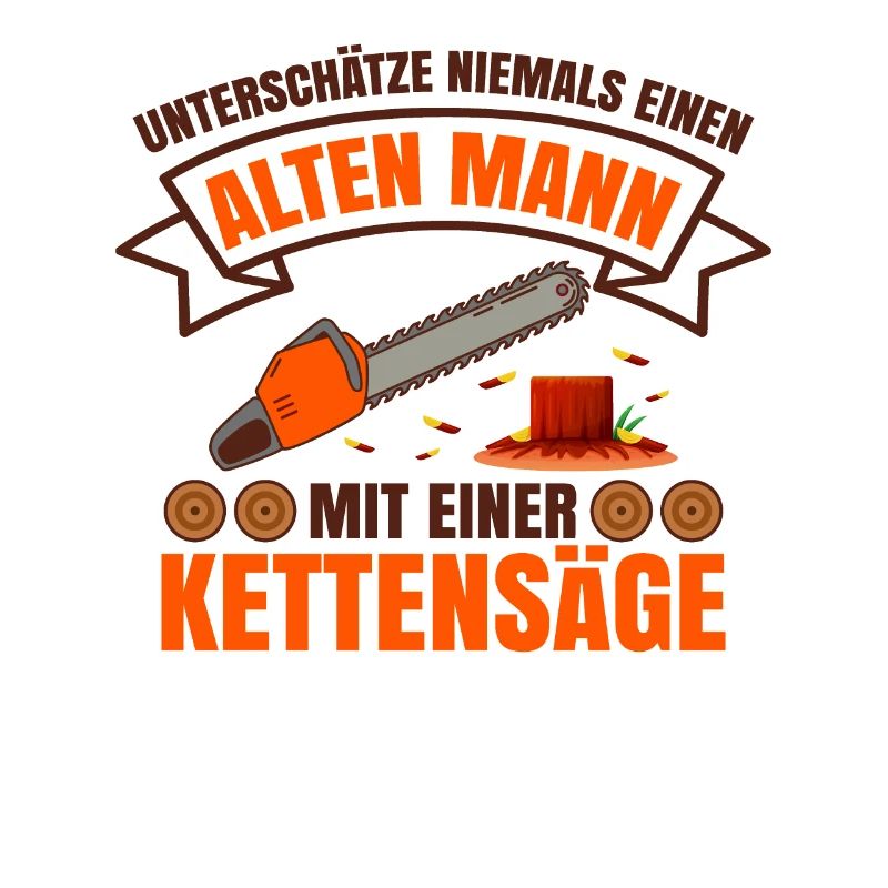 Ein Alter Mann Mit Einer Kettensäge