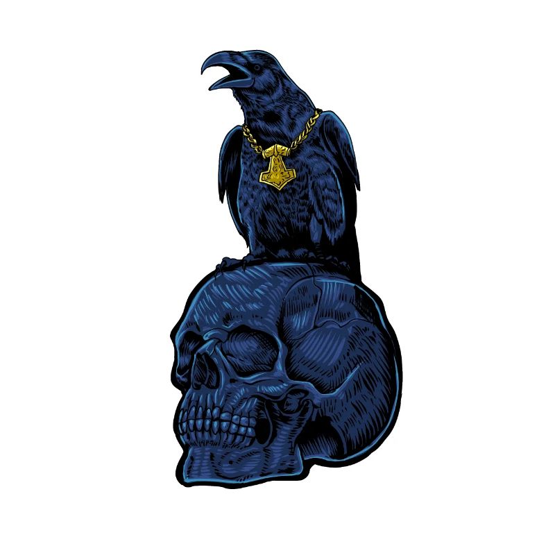Corbeau gothique avec Mjölnir sur le crâne - Gothique