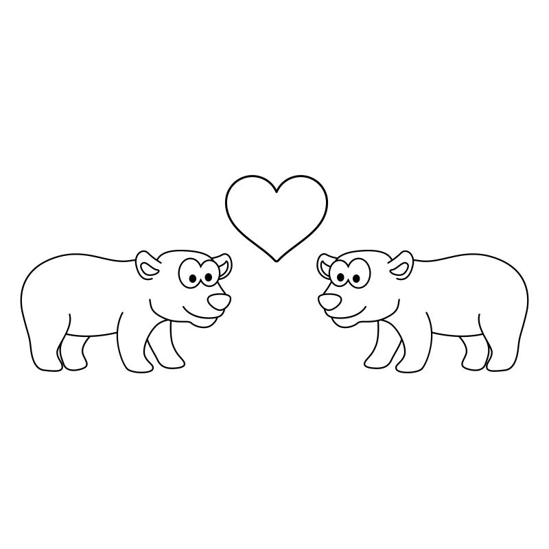 Polar Bear Comic Couple Amour