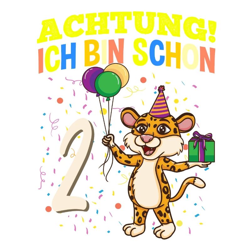 Achtung Ich Bin Schon 2 Tier Geburtstag Leopard