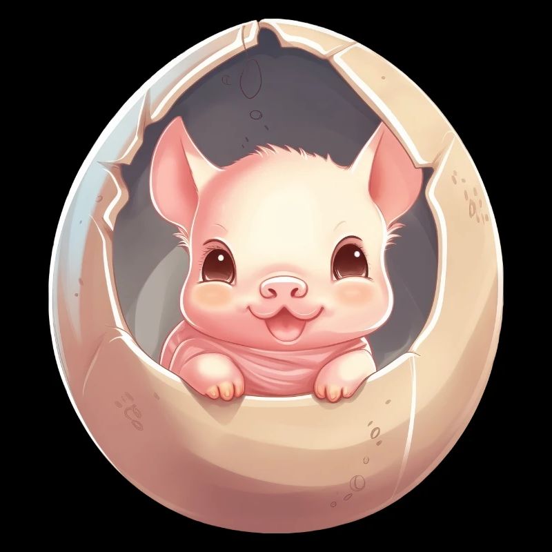 Pig in Eggshell - Charming Animal Design