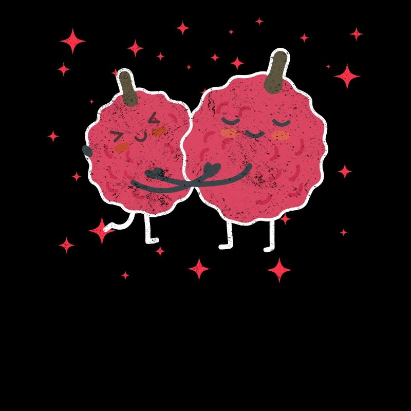 Cute Lychee Couple Hugging Lychee Fruit Lovers