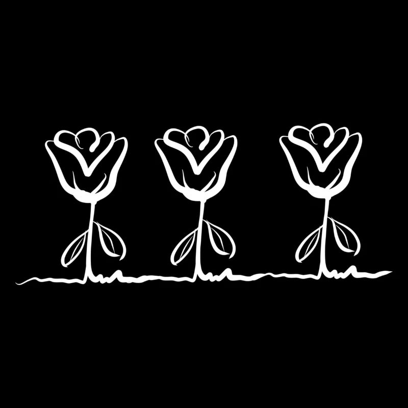 three flowers line rose plant symbolthree flowers