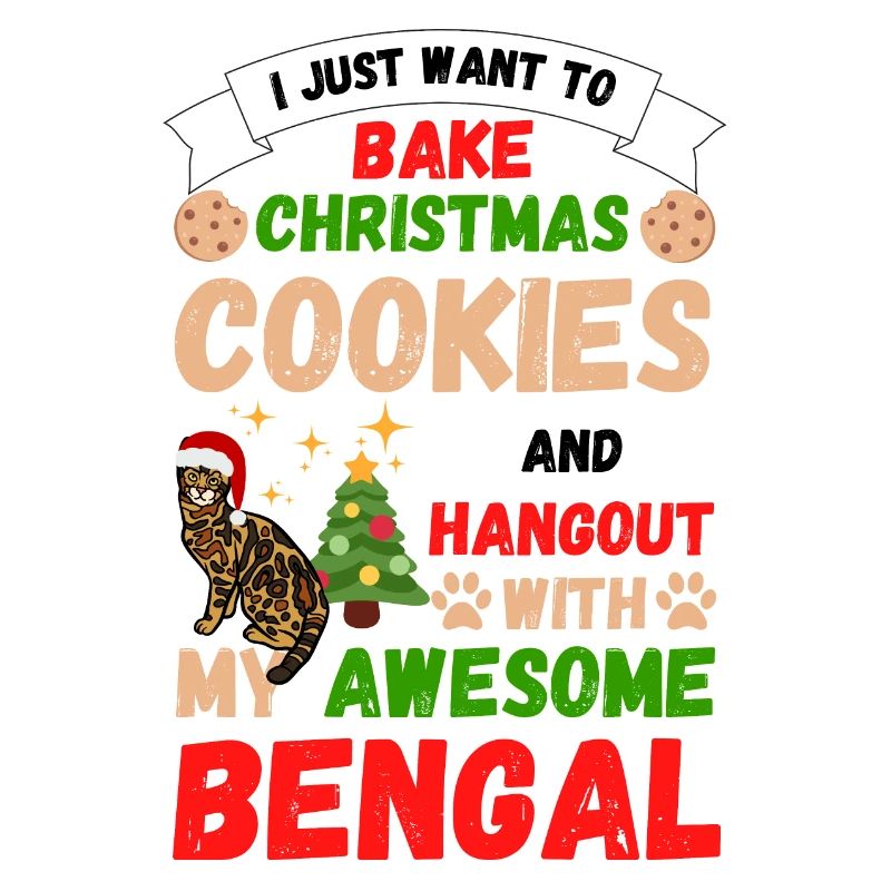 Biscuits de cuisson de chat bengale de Noël avec chat