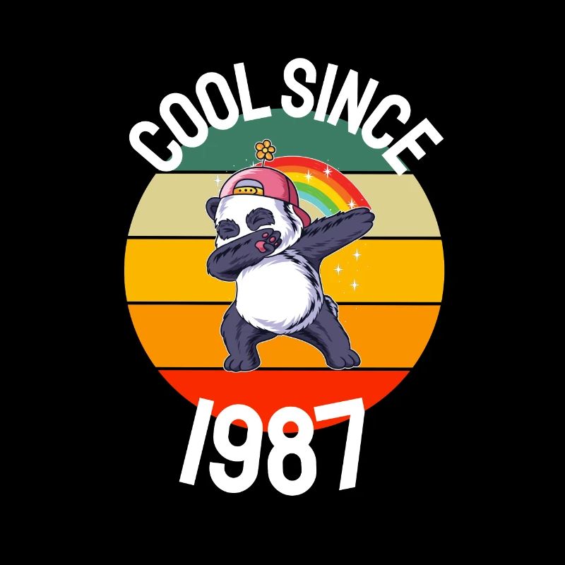Cool Since 1987 Retro Dabbing Panda 35th Birthday