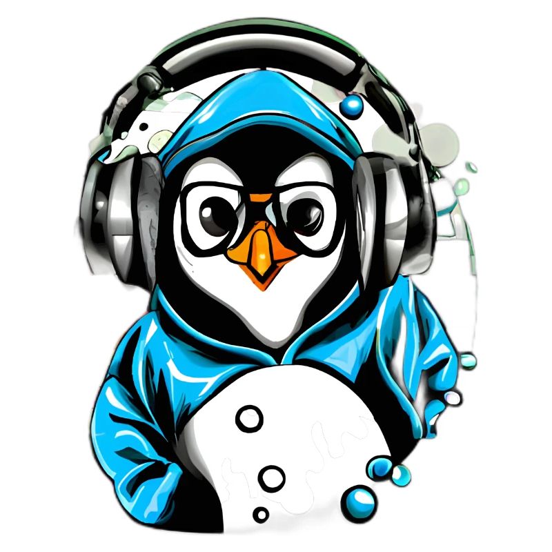 Pinguin mit blauen Pullover