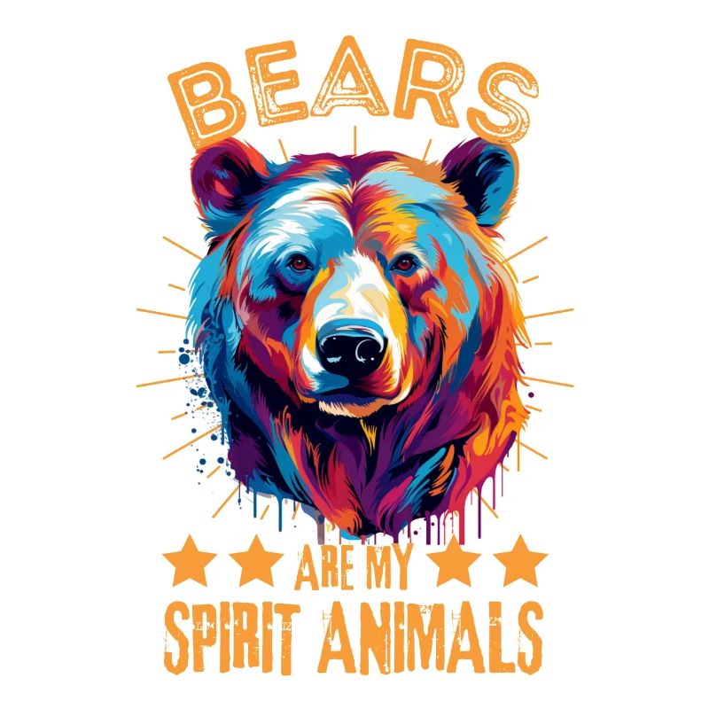 Colorful bear paint blobs paint splashes