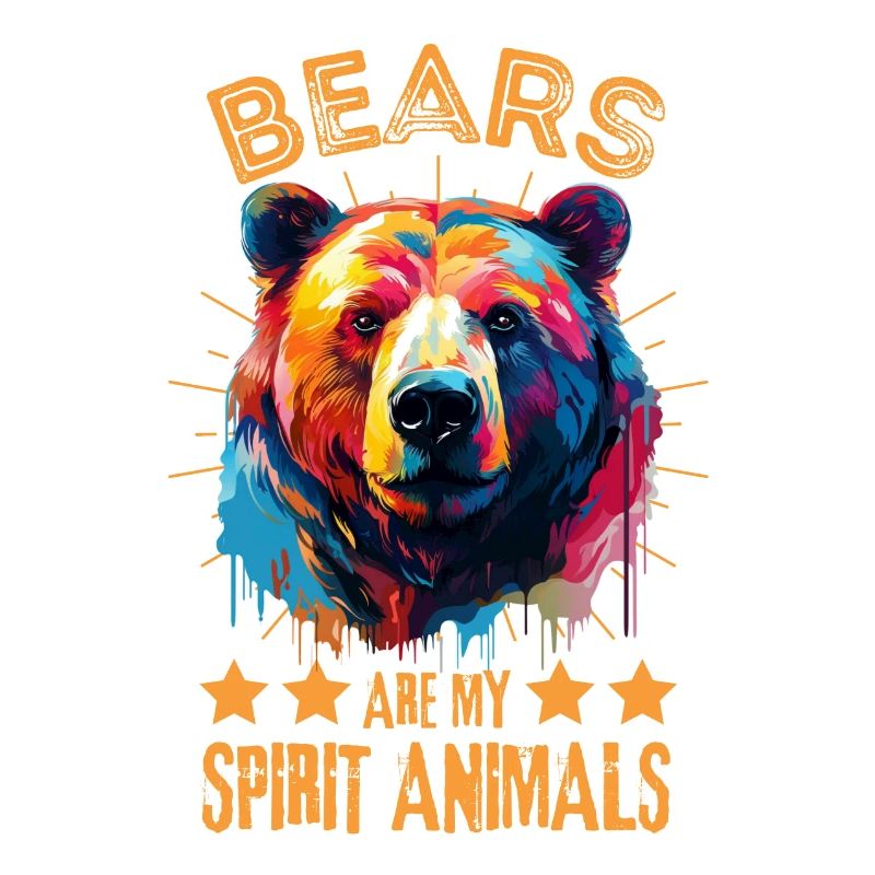 Colorful bear paint blobs paint splashes