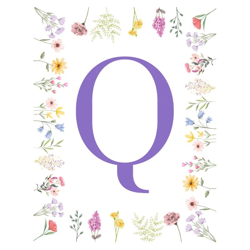 Monogramme « Q », initiales florales