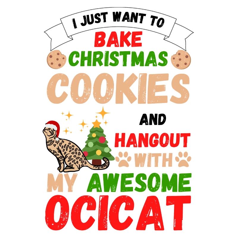 Ocicat de Noël chat cuisson biscuits avec chat