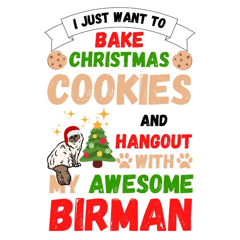 Chat birman de Noël cuisson de biscuits avec chat