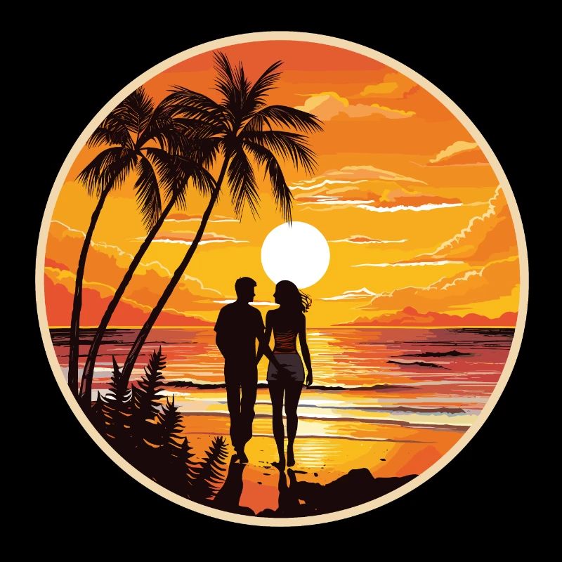 Coucher de soleil Couple Plage