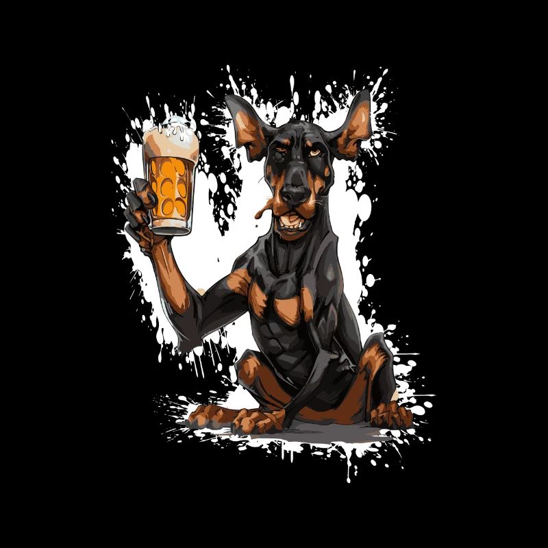 Dobermann Hund Bier Lustig