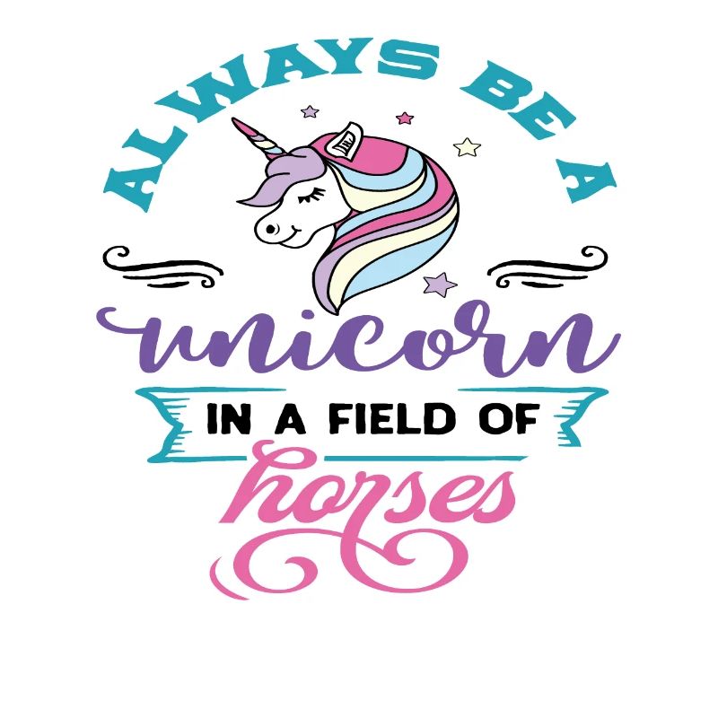 Sei immer ein Einhorn auf dem Feld der Pferde