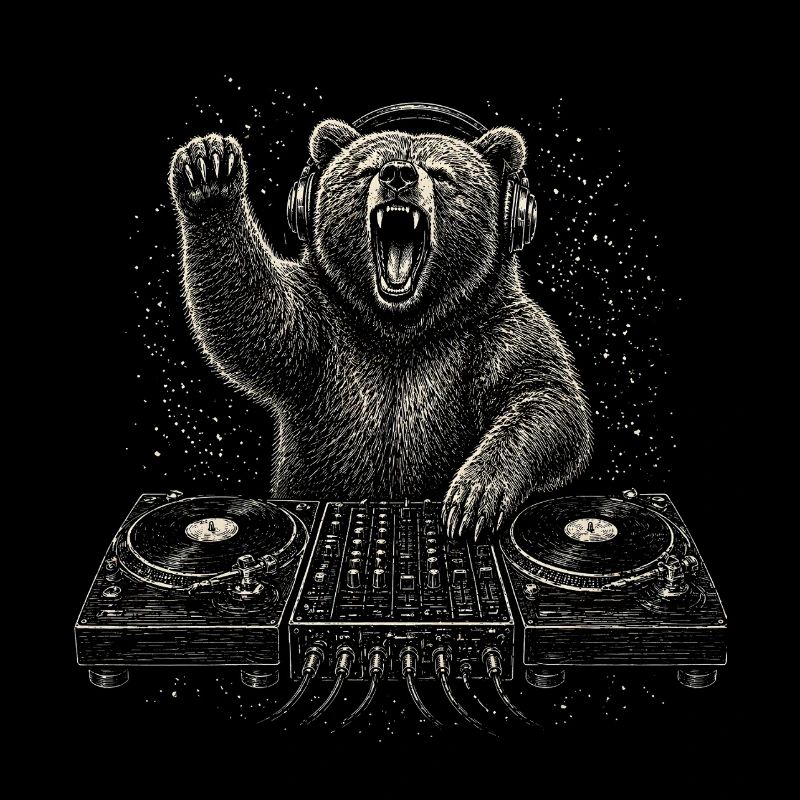 Wild Bear DJ Turntable Techno Music Gift