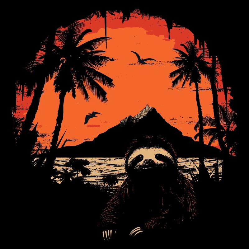 Sloth Sloth Animal Sloth Wilderness Beach Palm Trees