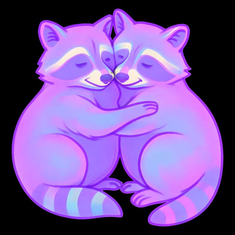 Neon Cuddly Raccoons Duo