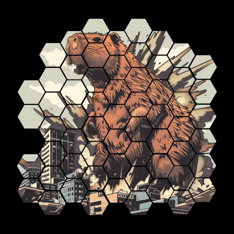 Capybara steht in einer Stadt