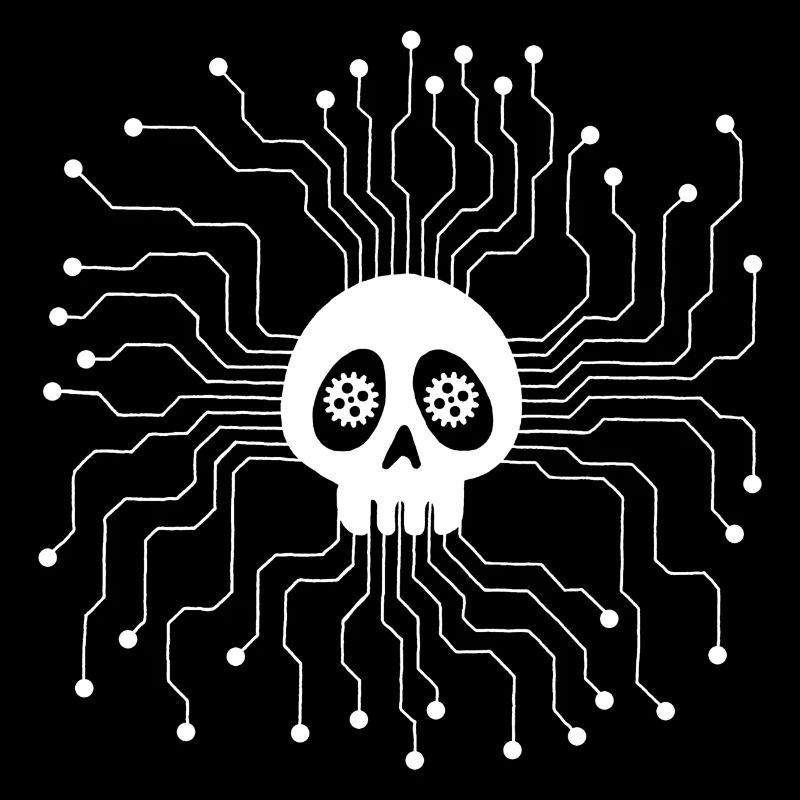 White Microprocessor Skull