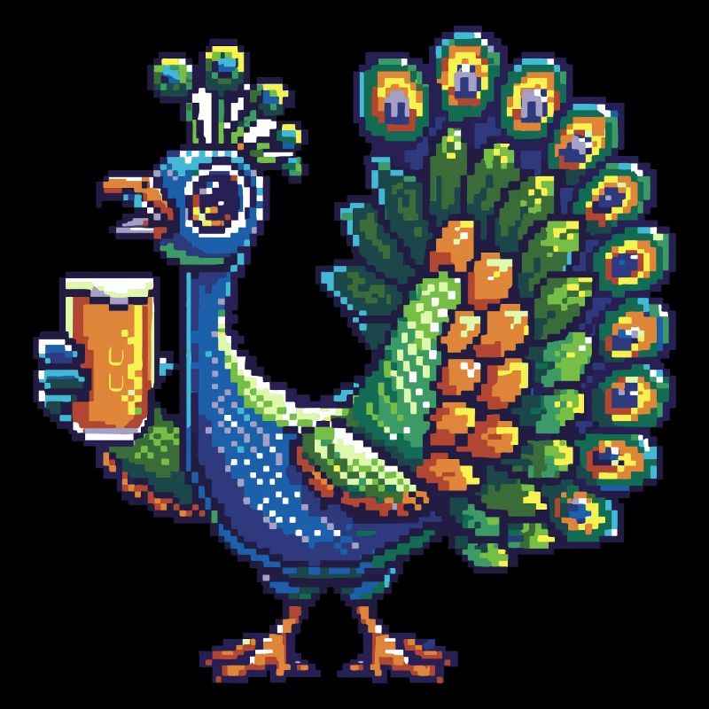 Peacock Bird Pixel Beer