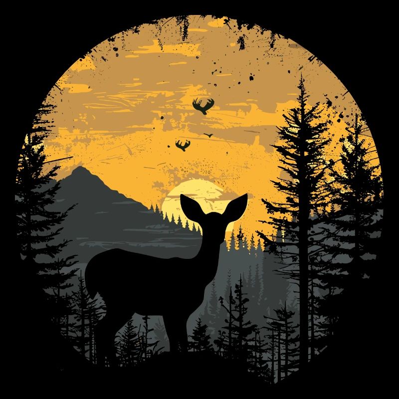 Deer Forest Deer Nature Sunset