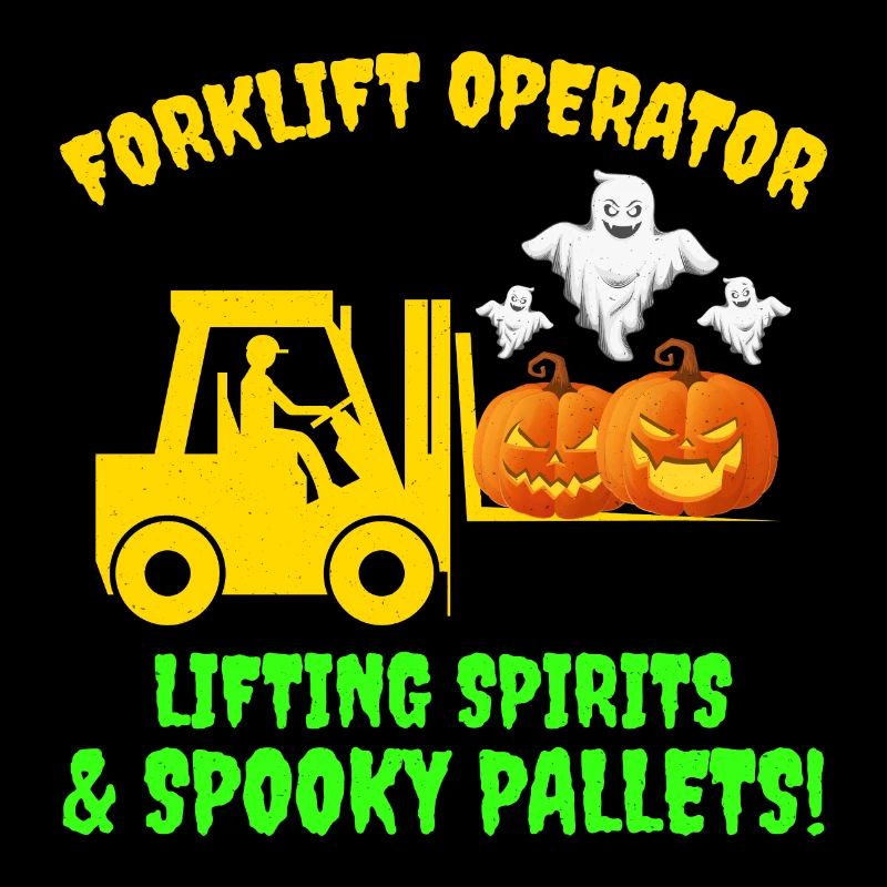 Halloween Ghost Forklift Operator Pumpkin Funny