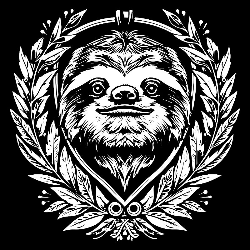 Faultier im Lorbeerkranz