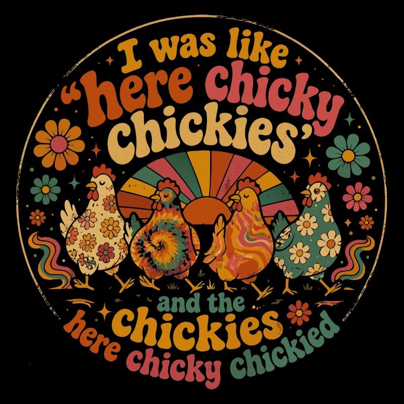 Hen Humor Retro Groovy Farmer Gift