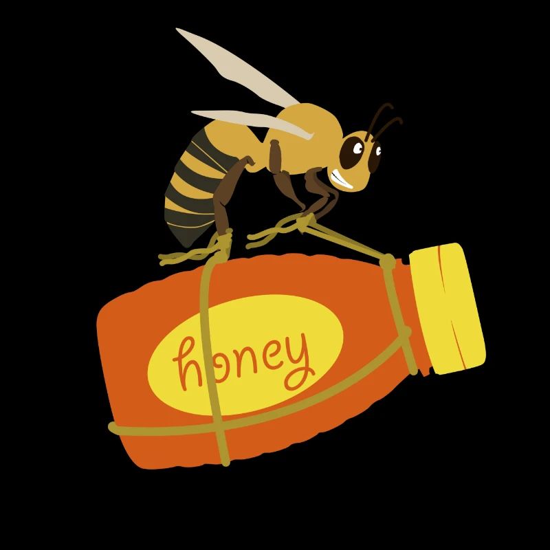 Honey bee on honey bottle for beekeeper
