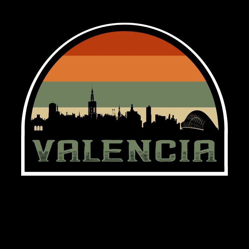 Valence Espagne Skyline Silhouette Drapeau Espagnol