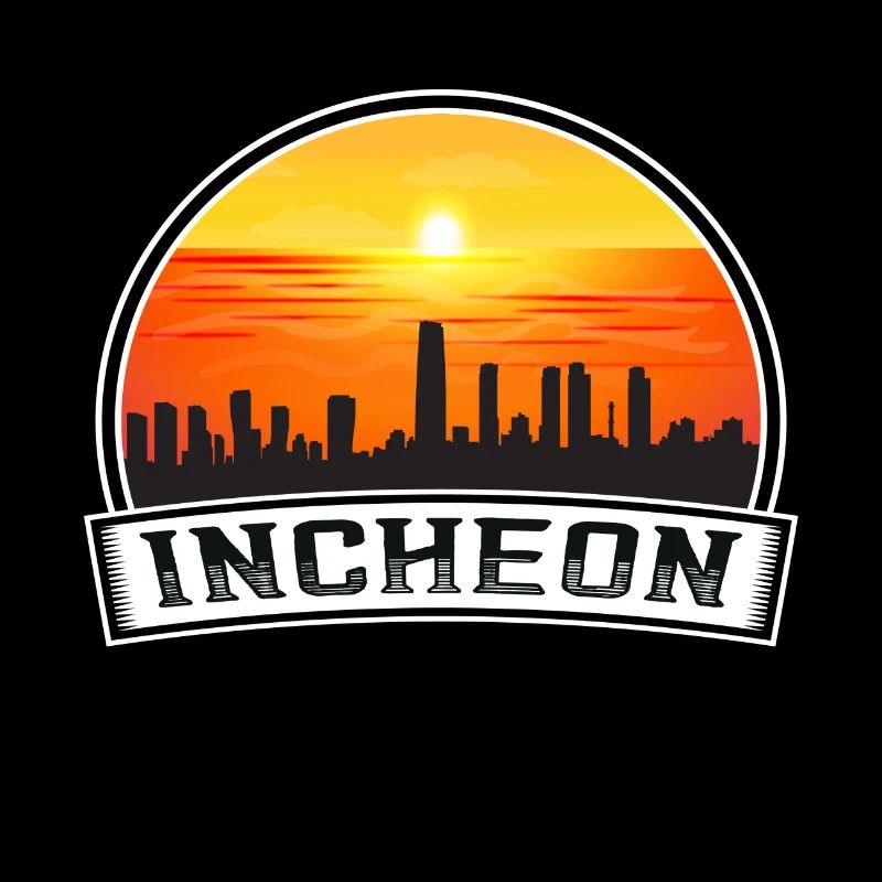 Incheon Corée du Sud Skyline Vintage Sunset Voyage