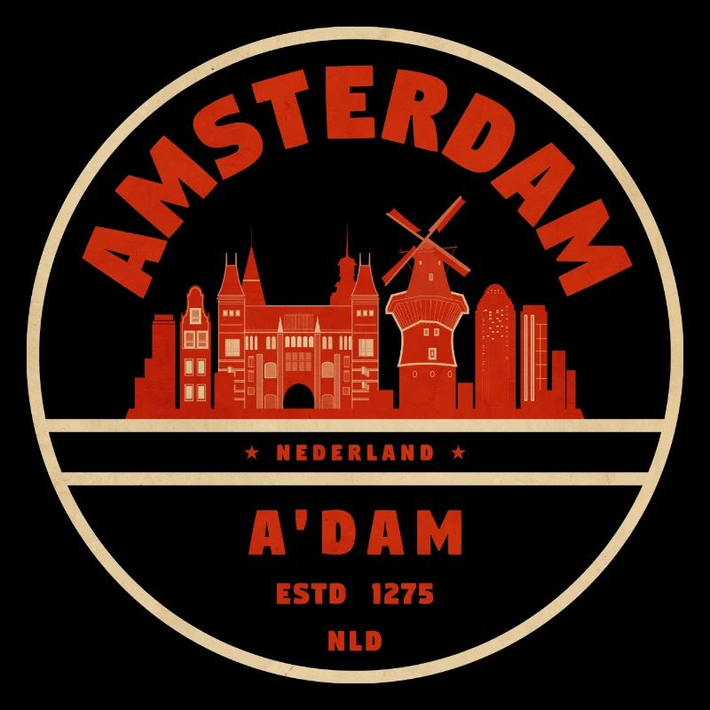 Amsterdam Skyline Vintage Badge