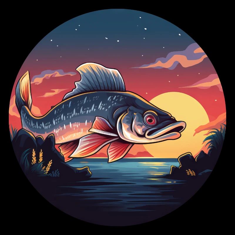 Angler Fish Trout Sunset