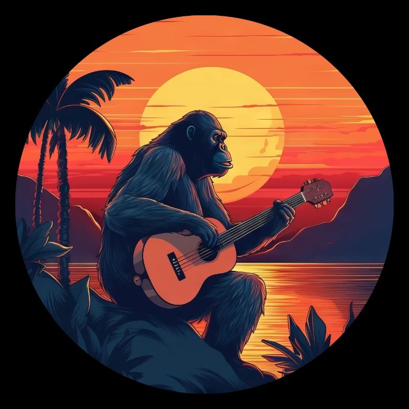 Guitarist Gorilla at sunset