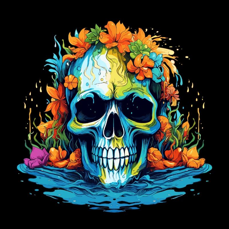 Crâne de Fleurs Tropicales