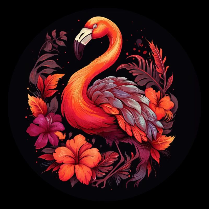 Flamant rose dans les feuilles d’automne