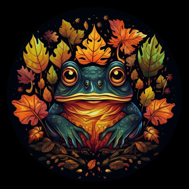 Grenouille de feuilles d’automne