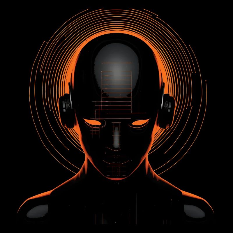 Futuristic Techno Cyborg - Retro orange