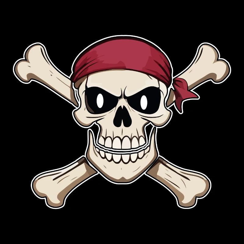 Drapeau de pirate tête de pirate crâne et os