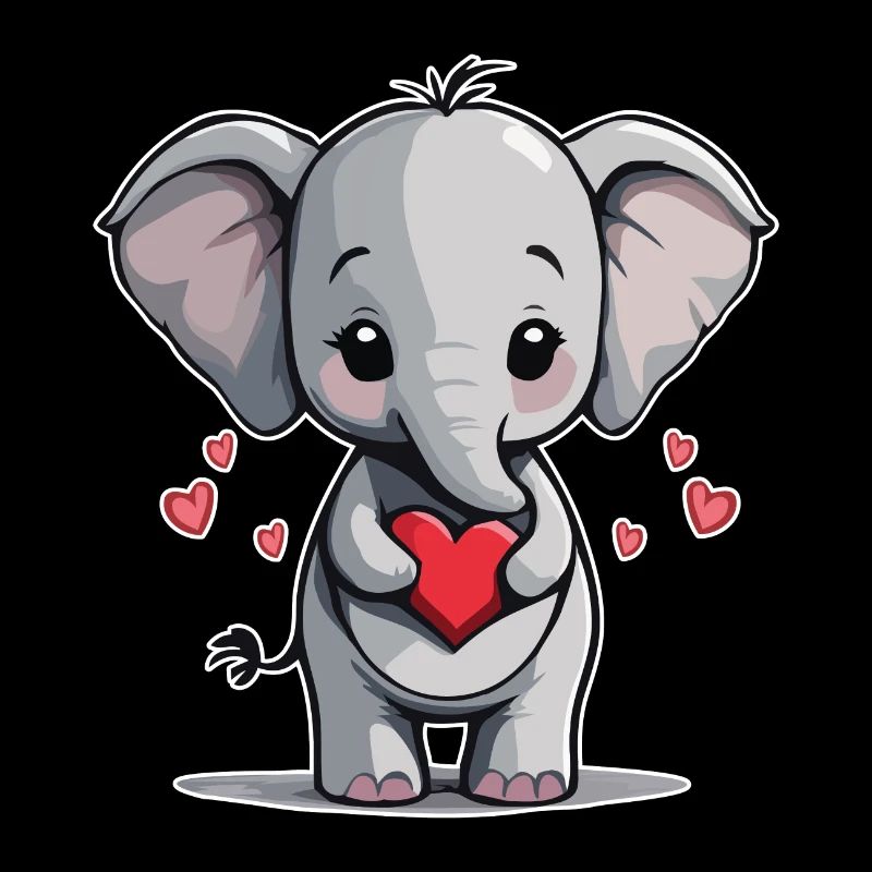 Bébé éléphant mignon avec coeur, Saint-Valentin