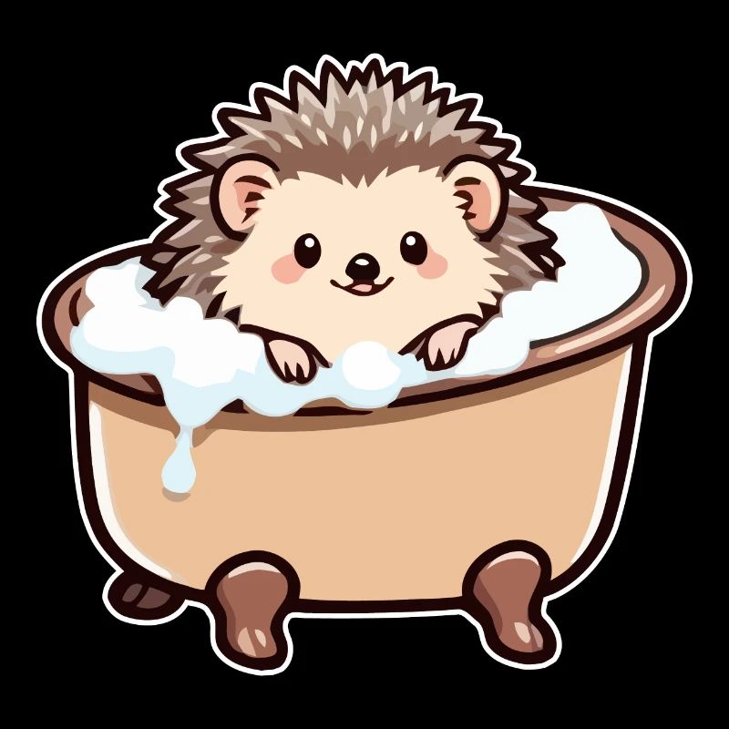 Hérisson mignon dans la baignoire