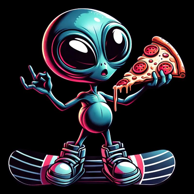 Alien Snowboarder : Pizza Action